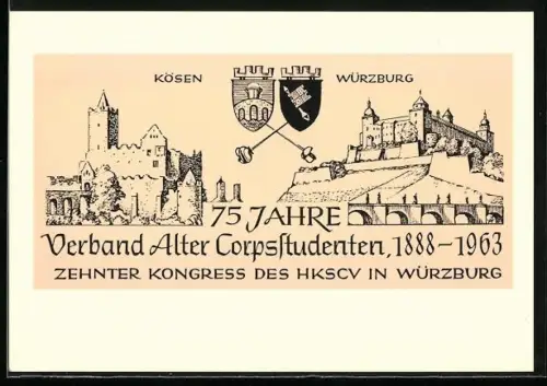 AK Würzburg, 75 Jahre Verband Alter Corpsstudenten, 1888 - 1963, Zehnter Kongress desSCV