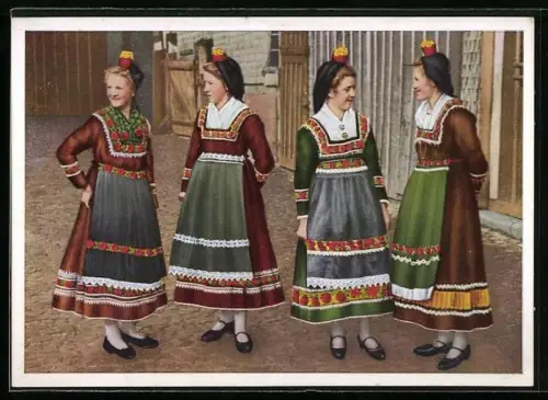 AK Hessische Trachten, Hessenmädchen am Sonntag