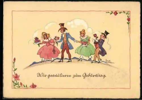 Künstler-AK Liesel Lauterborn: Wir gratulieren zum Geburtstag