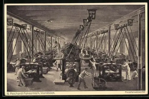 AK Hamburg-Wandsbek, Reichard-Kakao-Werk, Porzellanwalzwerk