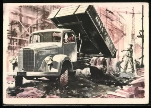 Künstler-AK Lastkraftwagen Typ LK 3500 der Marke Mercedes-Benz