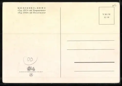 AK Auto der Marke Mercedes-Benz vom Typ 170V oder 170D