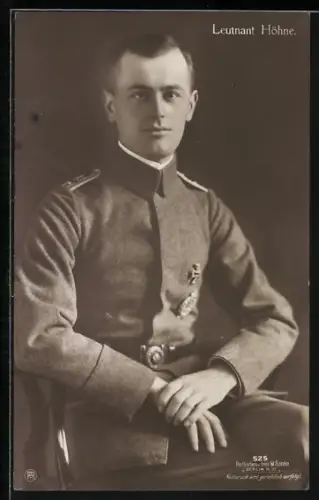 AK Sanke Nr. 525, Uniformfoto Leutnant Otto Höhne, Fliegerass
