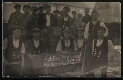 AK Bautzen, Gruppenaufnahme Tischler, Klub der Harmlosen, Bautzen 29.10.1927