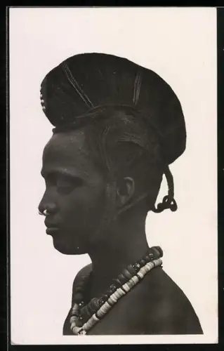 AK Femme Foulah, afrikanische Volkstypen mit toller Frisur