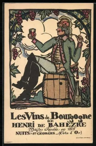 Künstler-AK St. Georges /Côte d`Or, Les Vins de Bourgogne de Henri de Bahèzre
