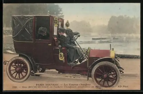 AK Paris Nouveau, Les femmes Chauffeur, Mme. Decourcelle, Emanzipation