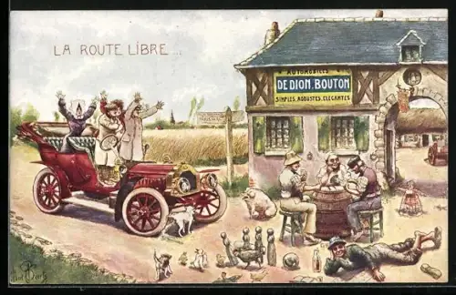 AK La Route Libre, Auto erreicht eine Gaststätte
