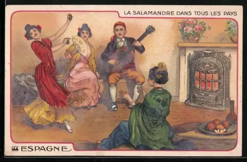 AK La Salamandre dand tous les Pays, Espagne, Ofenreklame