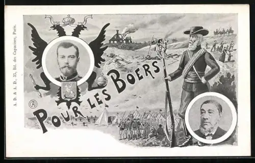 AK Pour les Boers, Portrait von Nikolaus II. von Russland