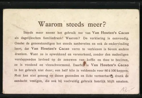 Lithographie Germanen trinken Wein und Apfelwein, 1900 wird Van Houten`s Cacao getrunken