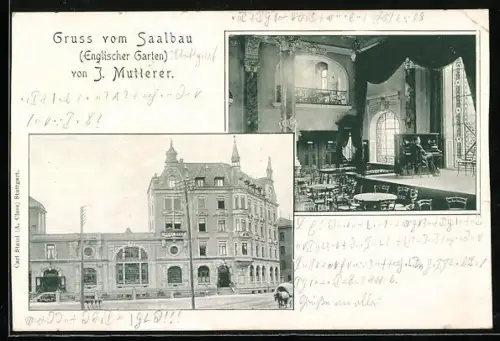 AK Stuttgart, Gasthof Englischer Garten, Bes. J. Mutterer, Innenansicht