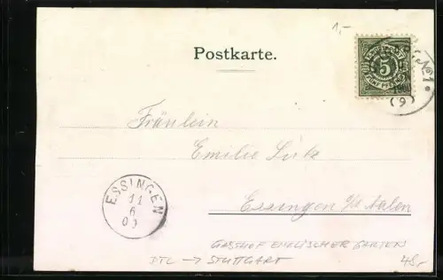 AK Stuttgart, Gasthof Englischer Garten, Bes. J. Mutterer, Innenansicht