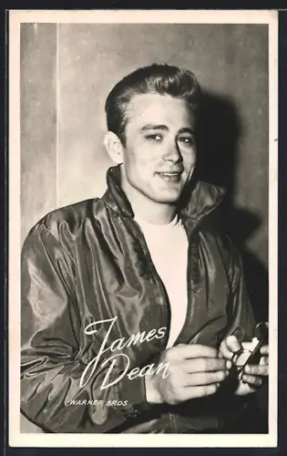AK Schauspieler James Dean in Jacke mit aufgestelltem Kragen