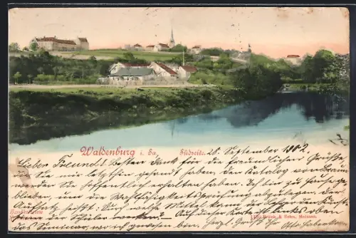 AK Waldenburg i. Sa., Ortsansicht auf der Südseite