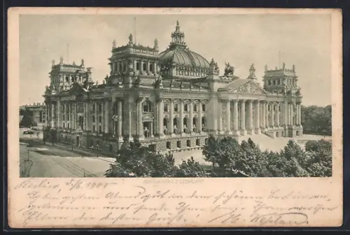 AK Berlin-Tiergarten, Gesamtansicht vom Reichstagsgebäude
