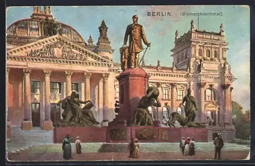 AK Berlin-Tiergarten, Blick auf das Bismarckdenkmal