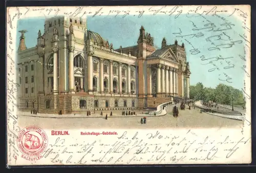 Lithographie Berlin-Tiergarten, Reichstags-Gebäude