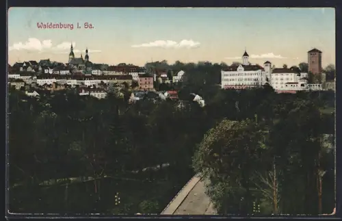 AK Waldenburg i. Sa., Blick auf den Ort