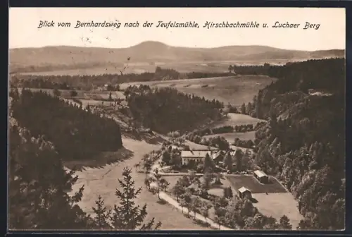 AK Kreischa / Weisseritz, Blick zu Teufelsmühle und Hirschbachmühle