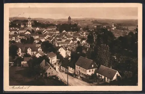AK Auerbach / Vogtland, Blick v. d. Moltke-Brücke n. d. inneren Stadt