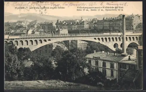 AK Plauen / Vogtland, Panorama mit König-Friedrich-August-Brücke