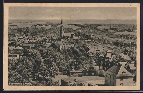 AK Falkenstein i. Vgtld., Stadtansicht mit Kirche