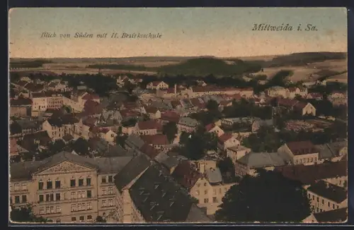 AK Mittweida i. Sa., Blick von Süden mit II. Bezirksschule