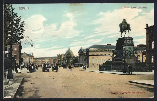 AK Berlin, Unter den Linden, Denkmal Friedrich des Grossen