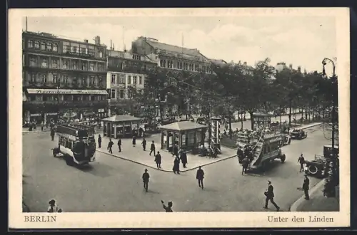 AK Berlin, Unter den Linden, Strassenbahn