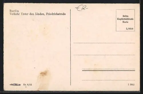 AK Berlin, Unter den Linden, Friedrichstrasse, Haus der Schweiz, Strassenverkehr