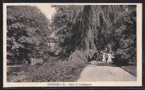 AK Oldenburg i. Gr., Partie im Schlossgarten