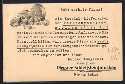 AK Pirna, Pirnaer Schleifsteinfabriken, Werkzeugschleifsteine