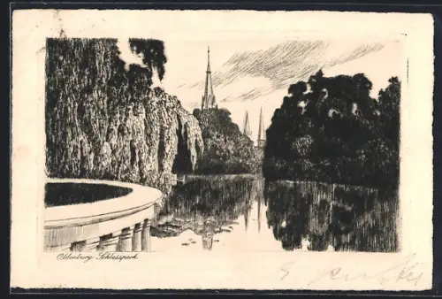 AK Oldenburg / O., Schlosspark