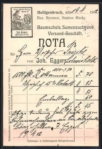 AK Heiligenbruch /Bremen, Baumschule, Samenzucht, Versand-Geschäft Joh. Eggers