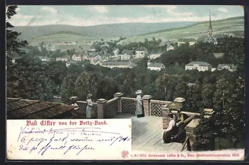 AK Bad Elster, Blick von der Betty-Bank auf Stadt und Kirche