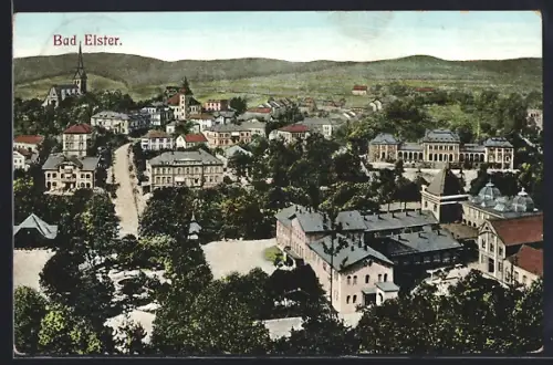 AK Bad Elster, Stadtansicht mit Kurgebäuden und Kirche