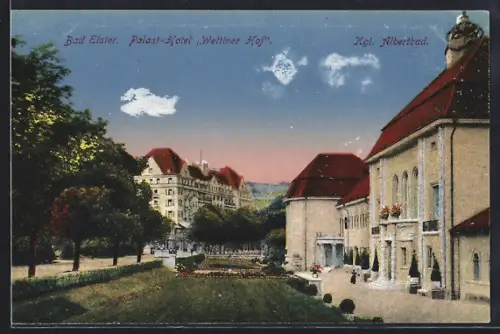 AK Bad Elster, Palais-Hotel Wettiner Hof, Kgl. Albertbad