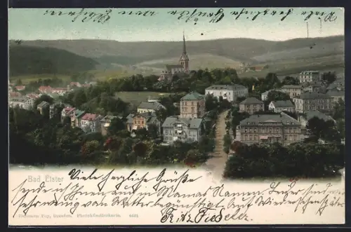 AK Bad Elster, Stadtansicht mit Kirche und Kurhäusern