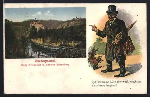 AK Kriebstein /Zschopautal, Burg Kriebstein, Schloss Ehrenberg