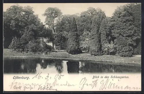 AK Oldenburg / O., Blick in den Schlossgarten