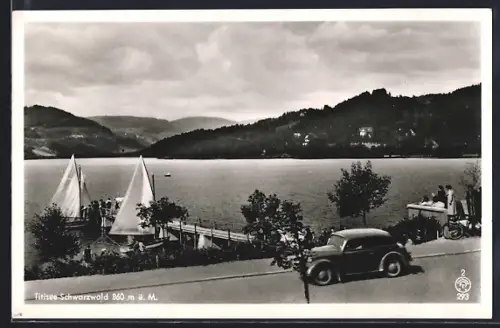 AK Titisee /Schwarzwald, Segelboote, Steg, Seeufer