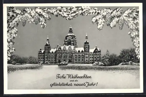 AK Hannover, Rathaus im Winter