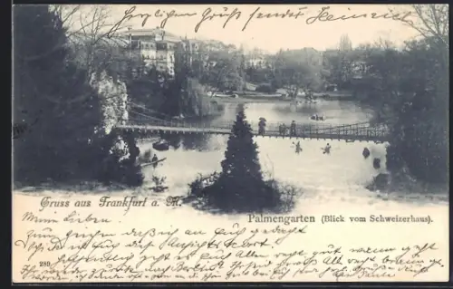 AK Frankfurt-Westend, Palmengarten, Blick vom Schweizerhaus