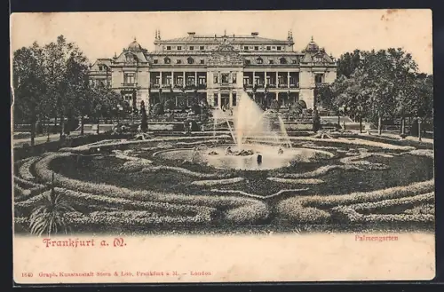 AK Frankfurt-Westend, Palmengarten, Brunnen, Gesellschaftshaus