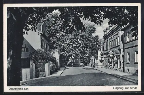 AK Ottweiler, Eingang zur Stadt, Becker-Geschäft