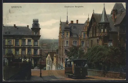 AK Barmen, Elektrische Bergbahn, Waggon Nr. 7, Strassenbahn