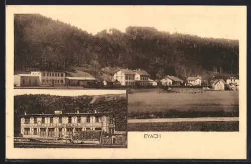 AK Eyach / Eutingen, Mineralwasserfabrik Eyach-Sprudel mit Ortsansicht
