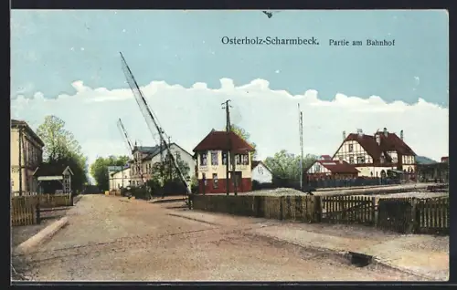 AK Osterholz-Scharmbeck, Strassenpartie am Bahnhof