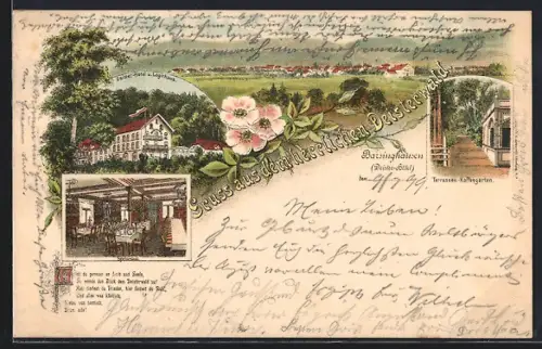 Lithographie Barsinghausen /Deisterwald, Deister-Hotel mit Terrassen-Kaffeegarten